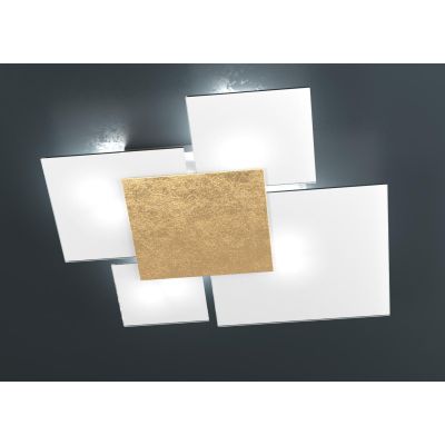 UPGRADE PLAFONIERA MEDIA IN VETRO BIANCO CON PIASTRA CENTRALE IN METALLO IN 8 COLORI Top Light Illuminazione - Cristalensi Shop 