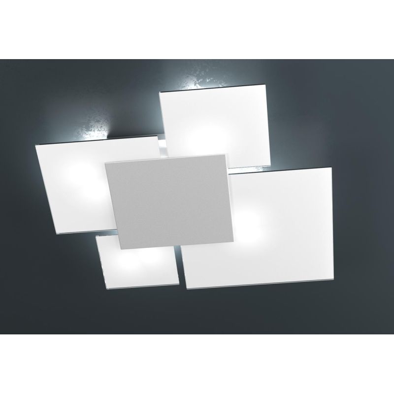 UPGRADE PLAFONIERA MEDIA IN VETRO BIANCO CON PIASTRA CENTRALE IN METALLO IN 8 COLORI Top Light Illuminazione - Cristalensi Shop 