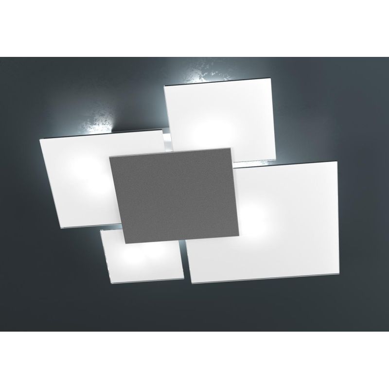 UPGRADE PLAFONIERA MEDIA IN VETRO BIANCO CON PIASTRA CENTRALE IN METALLO IN 8 COLORI Top Light Illuminazione - Cristalensi Shop 