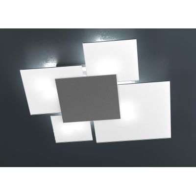 UPGRADE PLAFONIERA MEDIA IN VETRO BIANCO CON PIASTRA CENTRALE IN METALLO IN 8 COLORI Top Light Illuminazione - Cristalensi Shop 