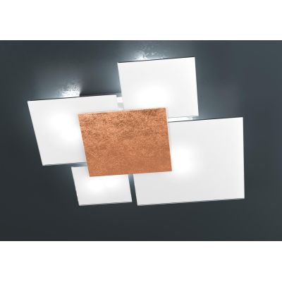 UPGRADE PLAFONIERA MEDIA IN VETRO BIANCO CON PIASTRA CENTRALE IN METALLO IN 8 COLORI Top Light Illuminazione - Cristalensi Shop 