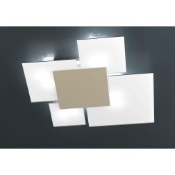 UPGRADE PLAFONIERA MEDIA IN VETRO BIANCO CON PIASTRA CENTRALE IN METALLO IN 8 COLORI Top Light Illuminazione - Cristalensi Shop  2