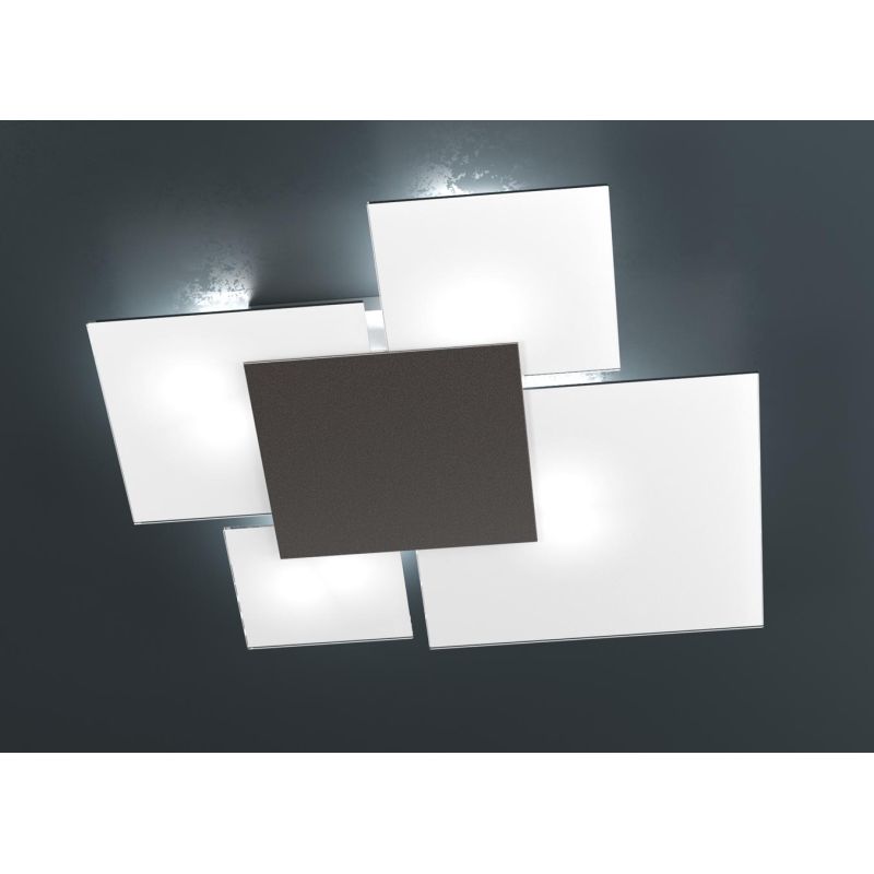 UPGRADE PLAFONIERA MEDIA IN VETRO BIANCO CON PIASTRA CENTRALE IN METALLO IN 8 COLORI Top Light Illuminazione - Cristalensi Shop 