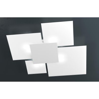 UPGRADE PLAFONIERA GRANDE IN VETRO BIANCO CON PIASTRA CENTRALE IN METALLO IN 8 COLORI Top Light Illuminazione - Cristalensi Shop