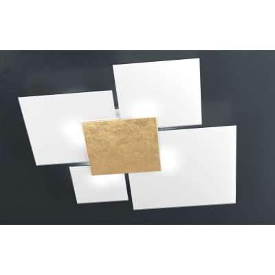 UPGRADE PLAFONIERA GRANDE IN VETRO BIANCO CON PIASTRA CENTRALE IN METALLO IN 8 COLORI Top Light Illuminazione - Cristalensi Shop