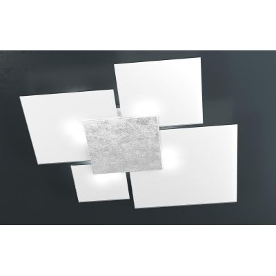 UPGRADE PLAFONIERA GRANDE IN VETRO BIANCO CON PIASTRA CENTRALE IN METALLO IN 8 COLORI Top Light Illuminazione - Cristalensi Shop