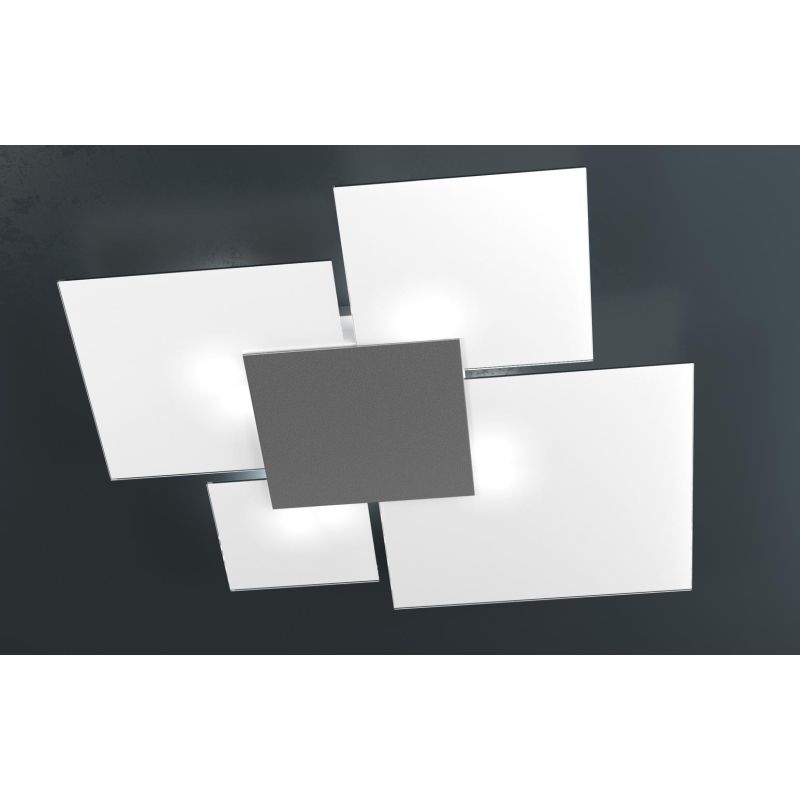 UPGRADE PLAFONIERA GRANDE IN VETRO BIANCO CON PIASTRA CENTRALE IN METALLO IN 8 COLORI Top Light Illuminazione - Cristalensi Shop