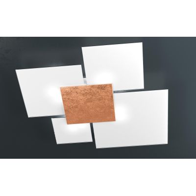 UPGRADE PLAFONIERA GRANDE IN VETRO BIANCO CON PIASTRA CENTRALE IN METALLO IN 8 COLORI Top Light Illuminazione - Cristalensi Shop