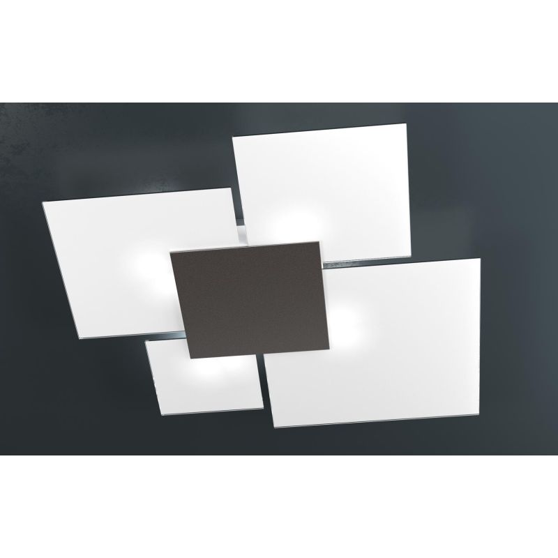 UPGRADE PLAFONIERA GRANDE IN VETRO BIANCO CON PIASTRA CENTRALE IN METALLO IN 8 COLORI Top Light Illuminazione - Cristalensi Shop