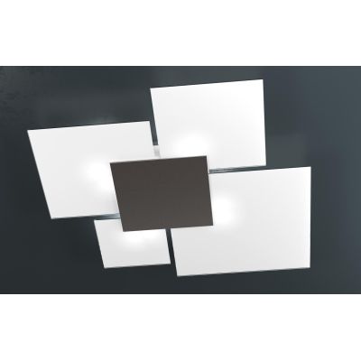 UPGRADE PLAFONIERA GRANDE IN VETRO BIANCO CON PIASTRA CENTRALE IN METALLO IN 8 COLORI Top Light Illuminazione - Cristalensi Shop