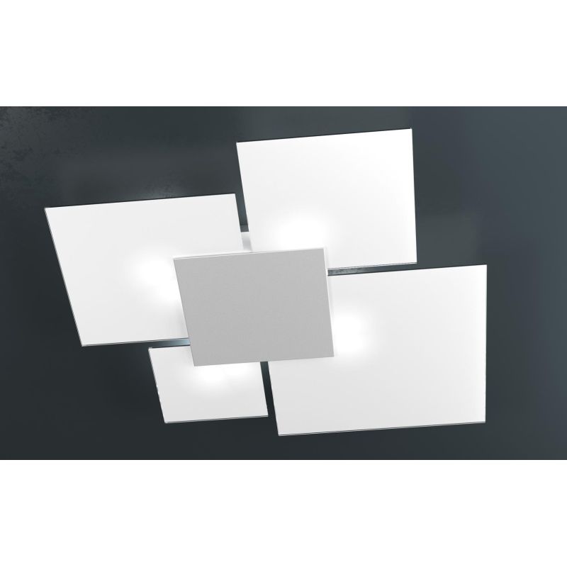 UPGRADE PLAFONIERA GRANDE IN VETRO BIANCO CON PIASTRA CENTRALE IN METALLO IN 8 COLORI Top Light Illuminazione - Cristalensi Shop