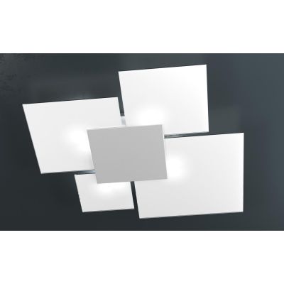 UPGRADE PLAFONIERA GRANDE IN VETRO BIANCO CON PIASTRA CENTRALE IN METALLO IN 8 COLORI Top Light Illuminazione - Cristalensi Shop