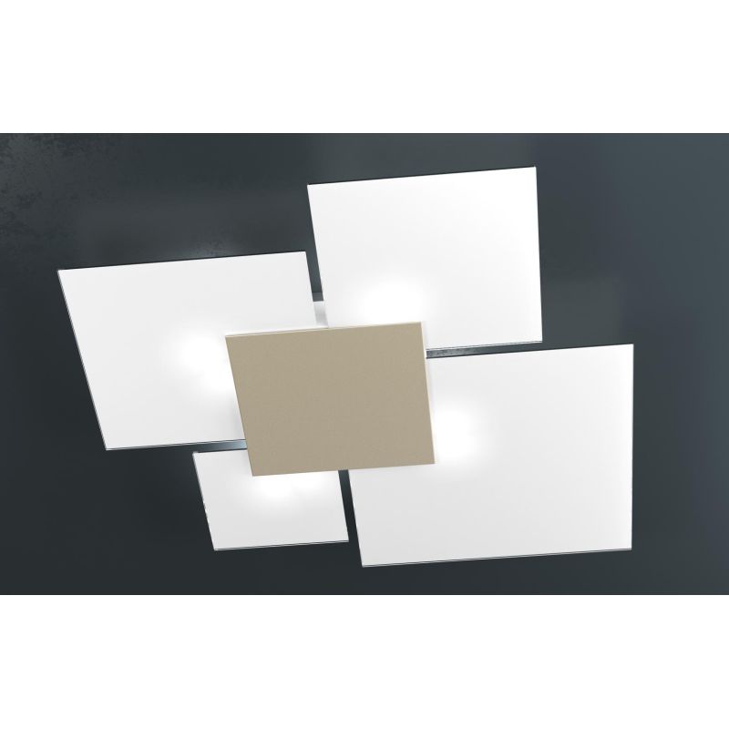 UPGRADE PLAFONIERA GRANDE IN VETRO BIANCO CON PIASTRA CENTRALE IN METALLO IN 8 COLORI Top Light Illuminazione - Cristalensi Shop