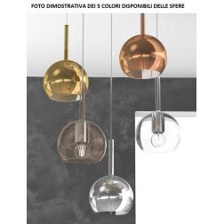 FUTURE SOSPENSIONE IN METALLO CROMATO CON 5 SFERE DI 15CM IN VETRO IN COLORI MISTI Top Light Illuminazione - Cristalensi Shop On 2