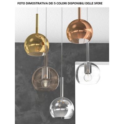 FUTURE SOSPENSIONE IN METALLO CROMATO CON 5 SFERE DI 15CM IN VETRO IN COLORI MISTI Top Light Illuminazione - Cristalensi Shop On