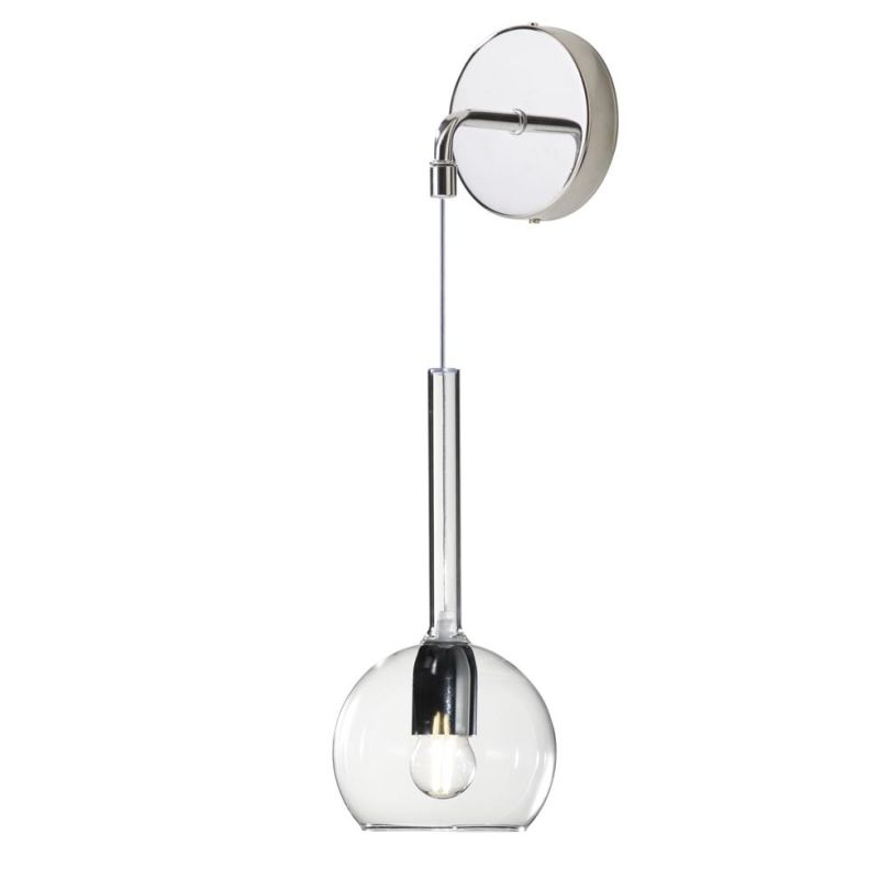 FUTURE APPLIQUE DA PARETE IN METALLO CROMATO O BIANCO CON SFERA 18CM IN VETRO CON 5 FINITURE COLORE Top Light Illuminazione - Cr