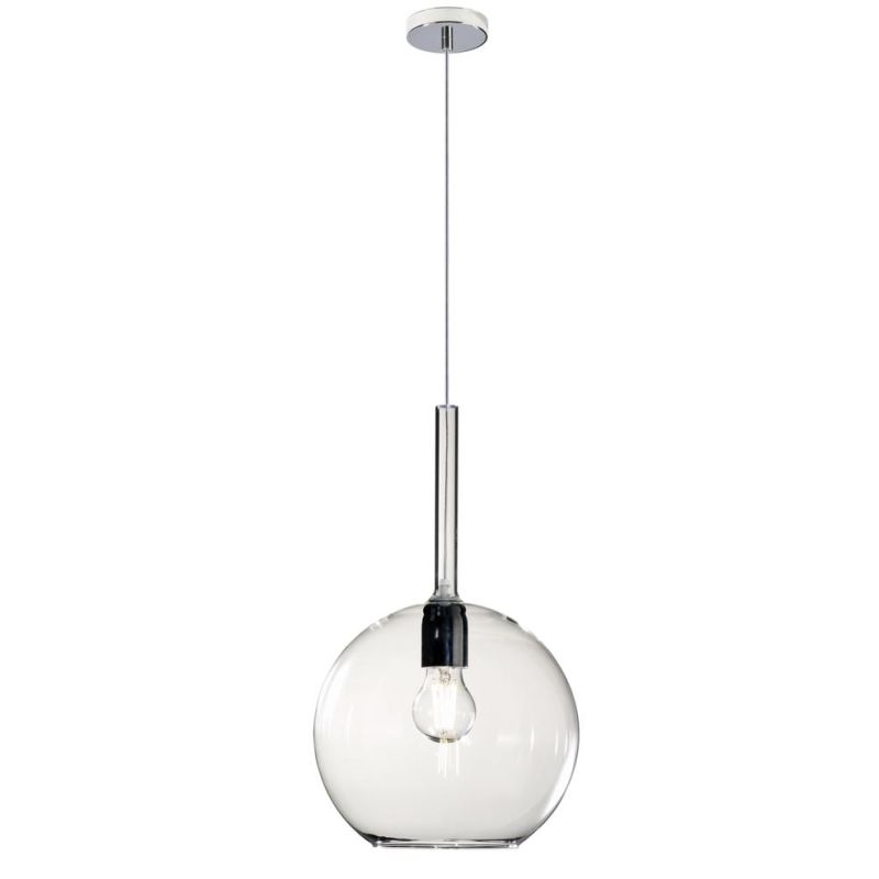 FUTURE SOSPENSIONE SINGOLA IN METALLO CROMO O BIANCO CON SFERA 25CM IN VETRO CON 5 FINITURE COLORE Top Light Illuminazione - Cri