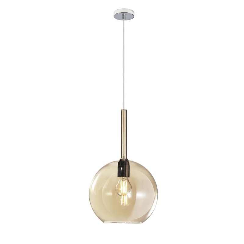 FUTURE SOSPENSIONE SINGOLA IN METALLO CROMO O BIANCO CON SFERA 25CM IN VETRO CON 5 FINITURE COLORE Top Light Illuminazione - Cri