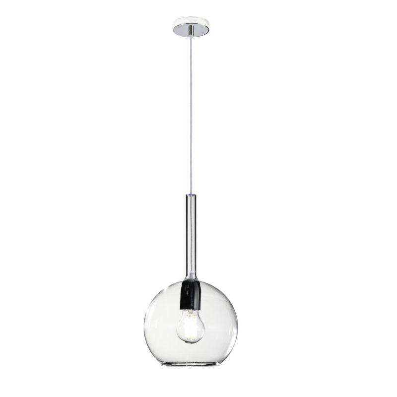 FUTURE SOSPENSIONE SINGOLA IN METALLO CROMO O BIANCO CON SFERA 20CM IN VETRO 5 FINITURE COLORE Top Light Illuminazione - Cristal