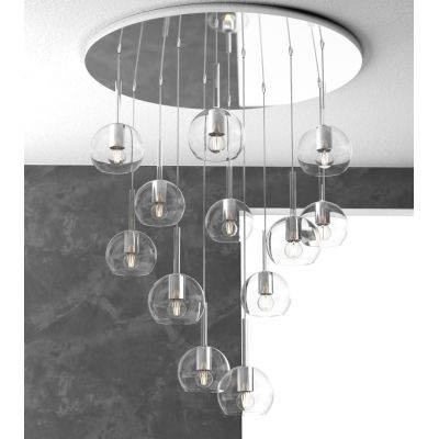 FUTURE SOSPENSIONE MODERNA D80 FINITURA CROMO CON 12 DIFFUSORI A SFERA IN VETRO COLORATO Top Light Illuminazione - Cristalensi S