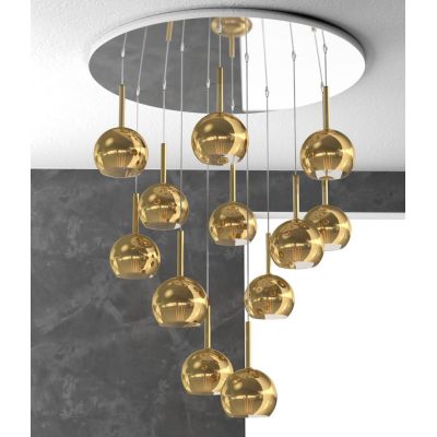 FUTURE SOSPENSIONE MODERNA D80 FINITURA CROMO CON 12 DIFFUSORI A SFERA IN VETRO COLORATO Top Light Illuminazione - Cristalensi S