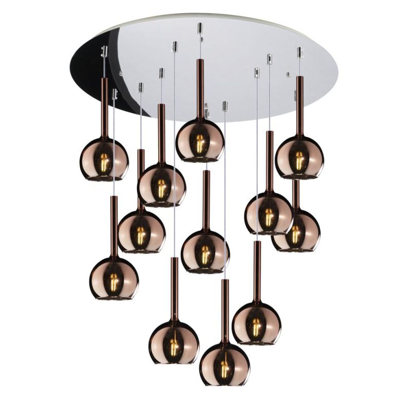 FUTURE SOSPENSIONE MODERNA D80 FINITURA CROMO CON 12 DIFFUSORI A SFERA IN VETRO COLORATO Top Light Illuminazione - Cristalensi S