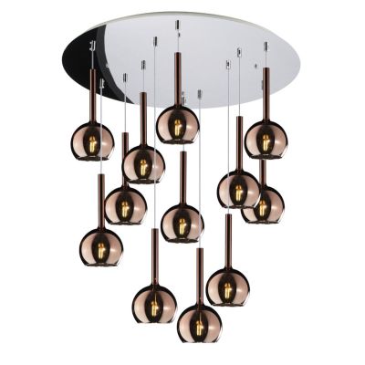 FUTURE SOSPENSIONE MODERNA D80 FINITURA CROMO CON 12 DIFFUSORI A SFERA IN VETRO COLORATO Top Light Illuminazione - Cristalensi S