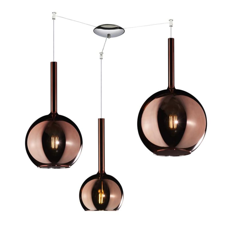 FUTURE SOSPENSIONE CON DECENTRO FINITURA CROMO CON 3 DIFFUSORI A SFERA IN VETRO COLORATO Top Light Illuminazione - Cristalensi S