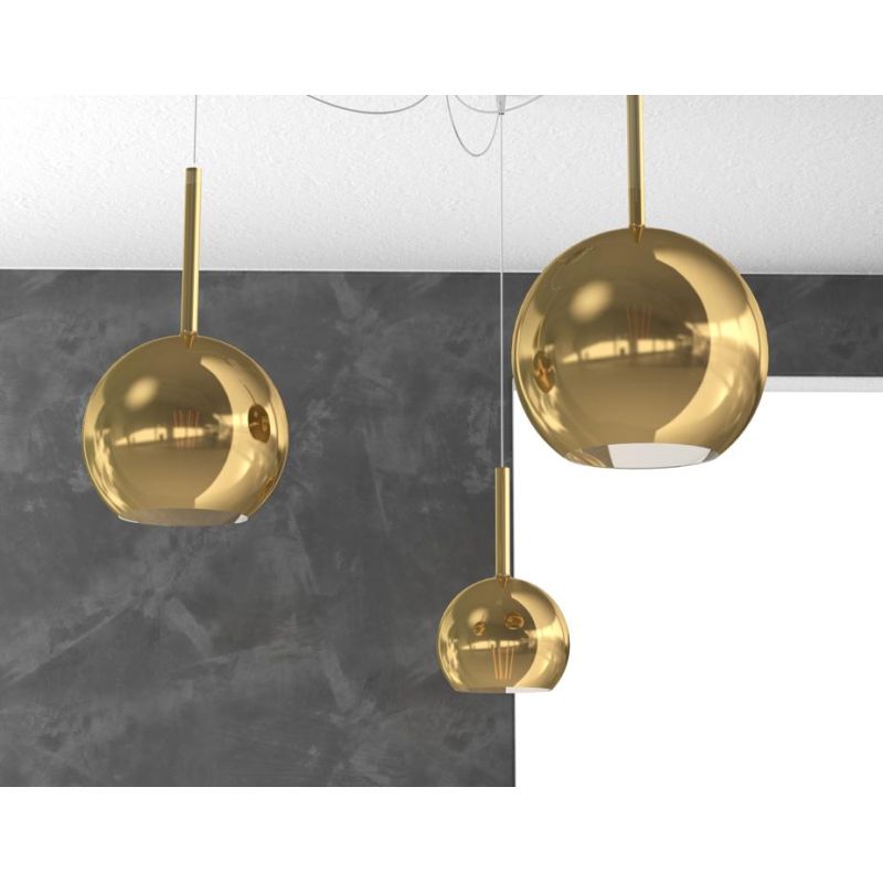 FUTURE SOSPENSIONE CON DECENTRO FINITURA CROMO CON 3 DIFFUSORI A SFERA IN VETRO COLORATO Top Light Illuminazione - Cristalensi S