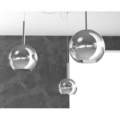 FUTURE SOSPENSIONE CON DECENTRO FINITURA CROMO CON 3 DIFFUSORI A SFERA IN VETRO COLORATO Top Light Illuminazione - Cristalensi S