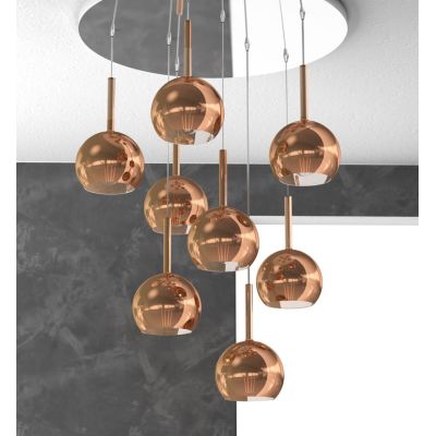 FUTURE SOSPENSIONE MODERNA D60 FINITURA CROMO CON 8 DIFFUSORI A SFERA IN VETRO COLORATO Top Light Illuminazione - Cristalensi Sh