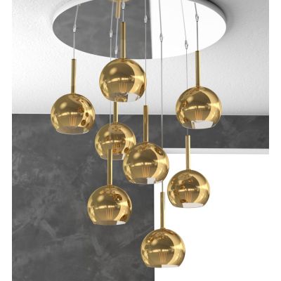 FUTURE SOSPENSIONE MODERNA D60 FINITURA CROMO CON 8 DIFFUSORI A SFERA IN VETRO COLORATO Top Light Illuminazione - Cristalensi Sh