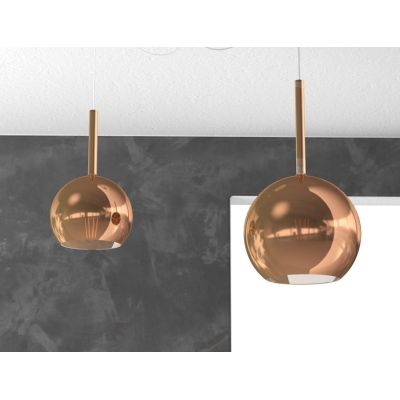 FUTURE SOSPENSIONE CON DECENTRO FINITURA OTTONE CON 2 DIFFUSORI A SFERA IN VETRO COLORATO Top Light Illuminazione - Cristalensi 
