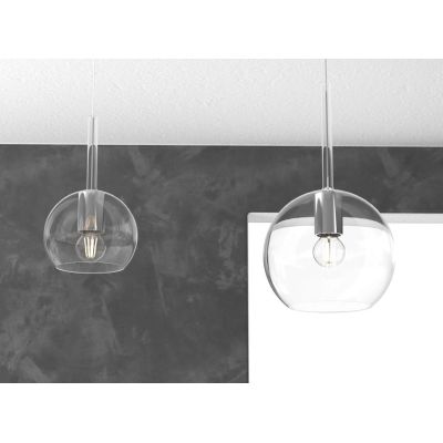 FUTURE SOSPENSIONE CON DECENTRO FINITURA OTTONE CON 2 DIFFUSORI A SFERA IN VETRO COLORATO Top Light Illuminazione - Cristalensi 