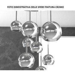 FUTURE SOSPENSIONE IN METALLO FINITURA OTTONE CON 7 DIFFUSORI A SFERA REALIZZATI IN VETRO COLORATO Top Light Illuminazione - Cri 2