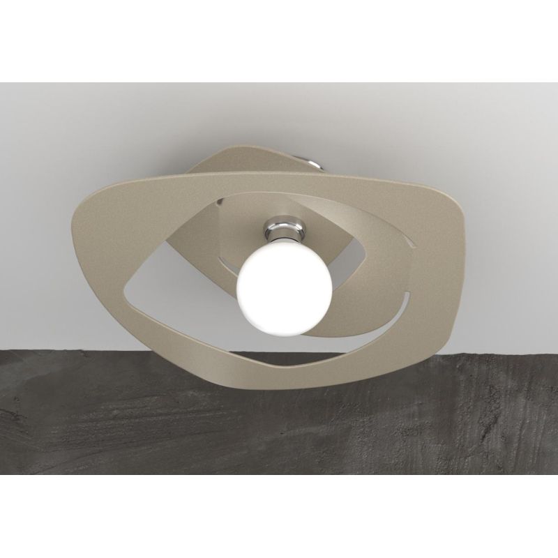 WARPED PLAFONIERA MODERNA D50 IN METALLO APERTO BIANCO GRIGIO O SABBIA LAMPADINA ATTACCO E27 Top Light Illuminazione - Cristalen