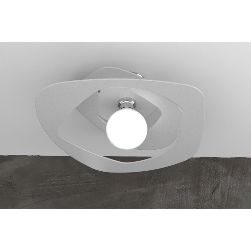 WARPED PLAFONIERA MODERNA D50 IN METALLO APERTO BIANCO GRIGIO O SABBIA LAMPADINA ATTACCO E27 Top Light Illuminazione - Cristalen