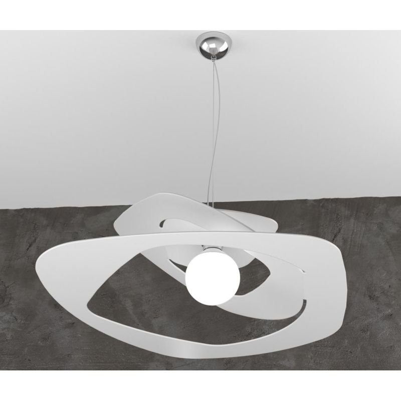 WARPED SOSPENSIONE MODERNA D65 IN METALLO BIANCO GRIGIO O SABBIA LAMPADINA ATTACCO E27 Top Light Illuminazione - Cristalensi Sho