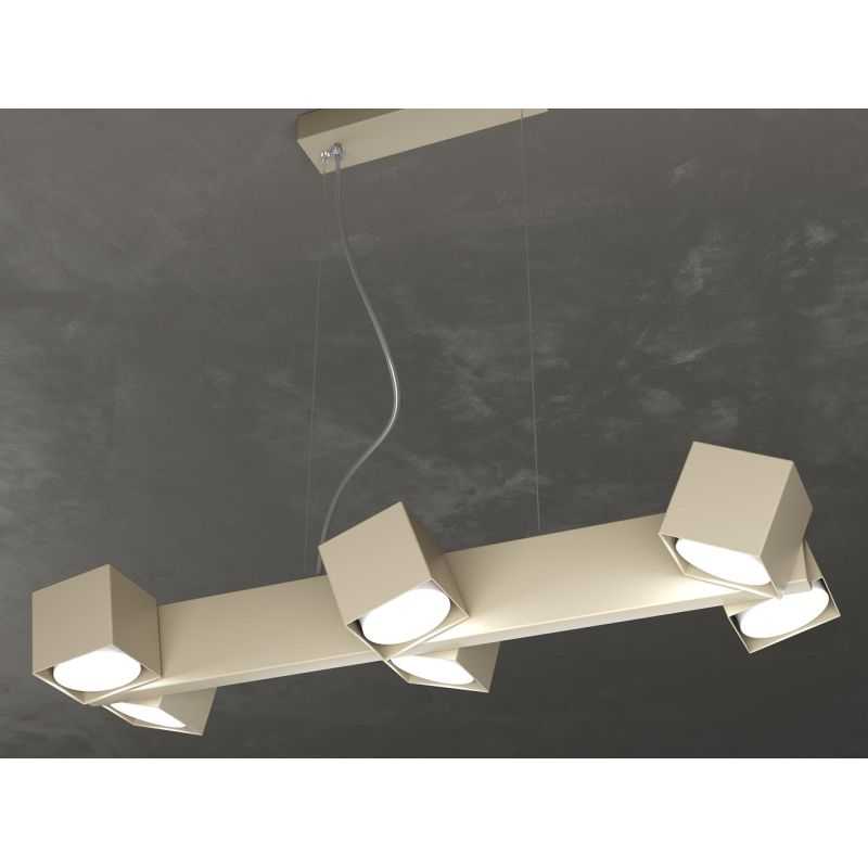ROTATION SOSPENSIONE MODERNA CON 6 DIFFUSORI ORIENTABILI IN METALLO 4 COLORI LAMPADINE GX53 Top Light Illuminazione - Cristalens