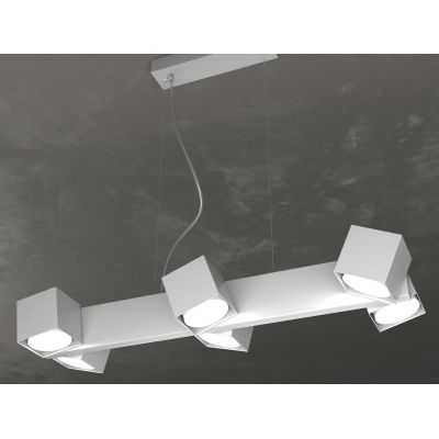 ROTATION SOSPENSIONE MODERNA CON 6 DIFFUSORI ORIENTABILI IN METALLO 4 COLORI LAMPADINE GX53 Top Light Illuminazione - Cristalens