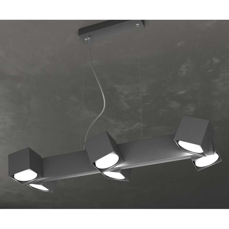 ROTATION SOSPENSIONE MODERNA CON 6 DIFFUSORI ORIENTABILI IN METALLO 4 COLORI LAMPADINE GX53 Top Light Illuminazione - Cristalens