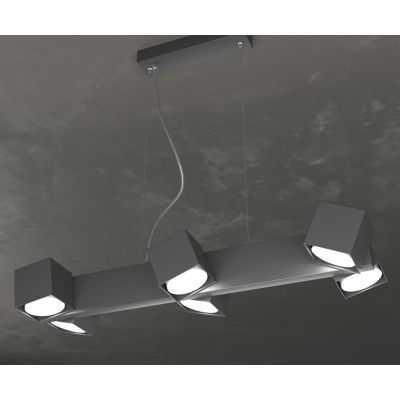 ROTATION SOSPENSIONE MODERNA CON 6 DIFFUSORI ORIENTABILI IN METALLO 4 COLORI LAMPADINE GX53 Top Light Illuminazione - Cristalens