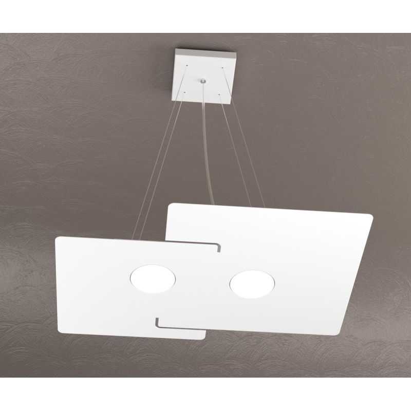 ECHO SOSPENSIONE MODERNA 2 LUCI IN METALLO BIANCO ECONOMICA CON ATTACCO LAMPADINE GX53 Top Light Illuminazione - Cristalensi Sho