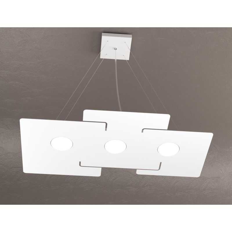 ECHO SOSPENSIONE MODERNA 3 LUCI IN METALLO BIANCO ECONOMICA CON ATTACCO LAMPADINE GX53 Top Light Illuminazione - Cristalensi Sho