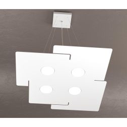 ECHO SOSPENSIONE MODERNA 4 LUCI IN METALLO BIANCO ECONOMICA CON ATTACCO LAMPADINE GX53 Top Light Illuminazione - Cristalensi Sho