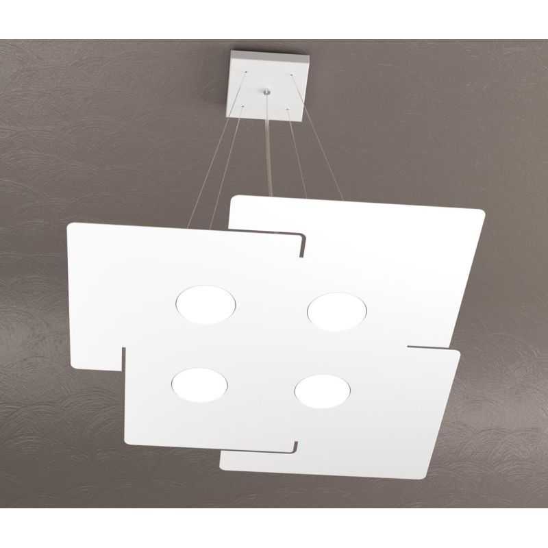 ECHO SOSPENSIONE MODERNA 4 LUCI IN METALLO BIANCO ECONOMICA CON ATTACCO LAMPADINE GX53 Top Light Illuminazione - Cristalensi Sho