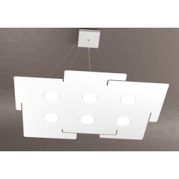 ECHO SOSPENSIONE 6 LUCI MODERNA ED ECONOMICA IN METALLO BIANCO CON ATTACCO LAMPADINE GX53 Top Light Illuminazione - Cristalensi 