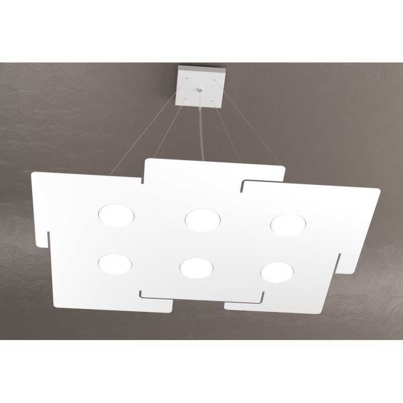ECHO SOSPENSIONE 6 LUCI MODERNA ED ECONOMICA IN METALLO BIANCO CON ATTACCO LAMPADINE GX53 Top Light Illuminazione - Cristalensi 