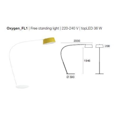 OXYGEN PIANTANA LAMPADA DA TERRA AD ARCO LED 36W LINEA LIGHT 4 COLORI MODERNA STILNOVO MA&DE - Cristalensi Shop Online