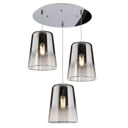 SHADED SOSPENSIONE 3 LUCI IN METALLO CROMATO CON CONI IN VETRO AMBRA CROMO OPPURE RAME Top Light Illuminazione - Cristalensi Sho